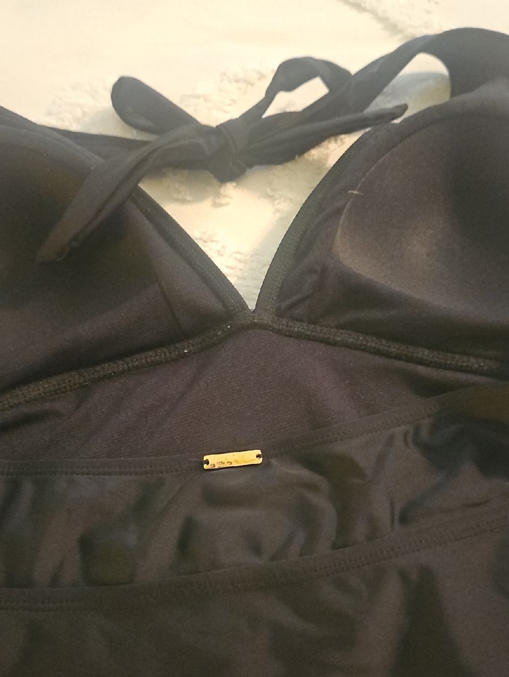 Black Halter Swimsuit With Ruffle - Picture 5 of 8